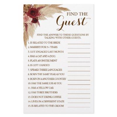 Find the Guest Pampas Bridal Shower Game Card Flyer