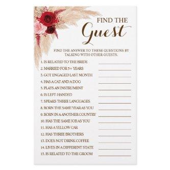 Find the Guest Pampas Bridal Shower Game Card Flyer