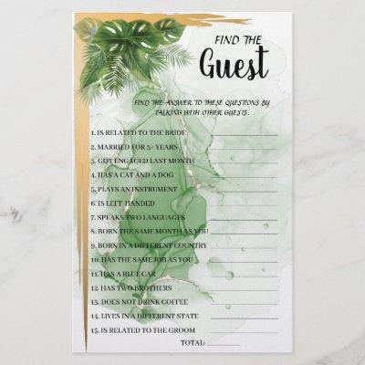 Find the Guest Tropical Bridal Shower Game Card Flyer