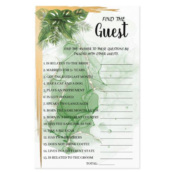 Find the Guest Tropical Bridal Shower Game Card Flyer