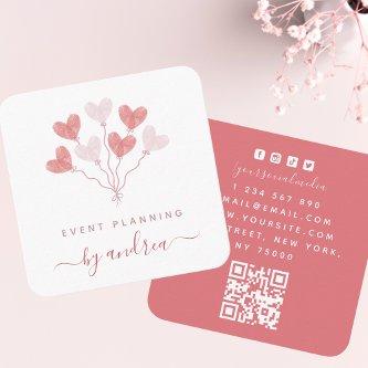 Fingerprint Heart Balloons Event Planner QR Code Square