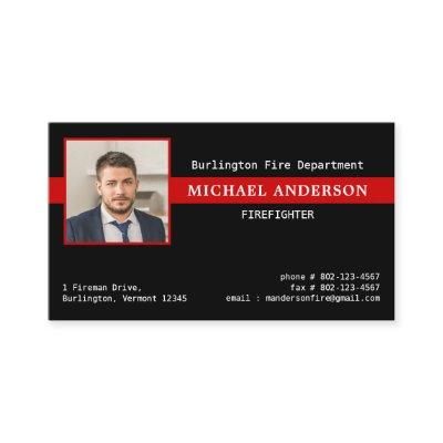 Fire Department Photo Logo Red Line Firefighter