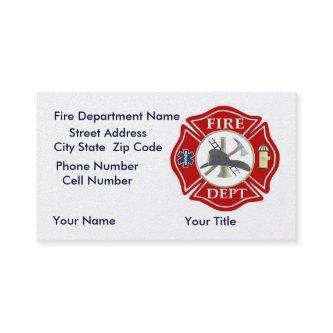 Fire Dept Bussiness Cards with Red Maltese Cross