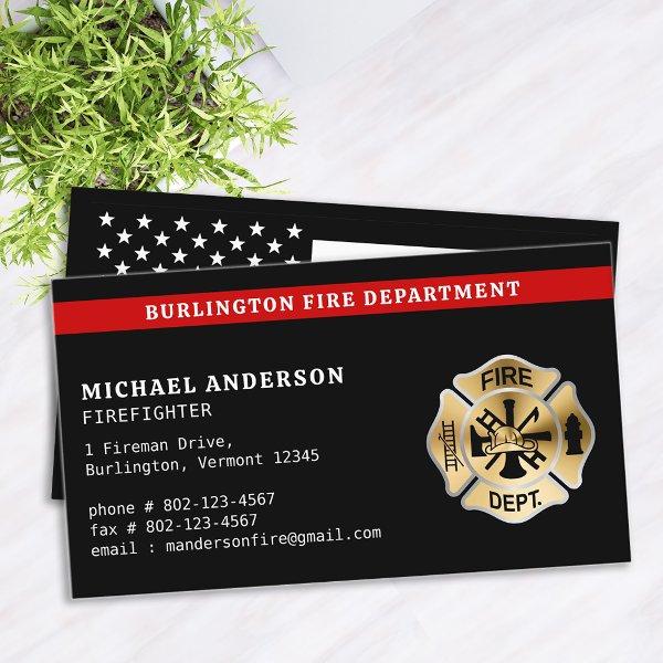 Firefighter Custom Fire Department Red Line Logo