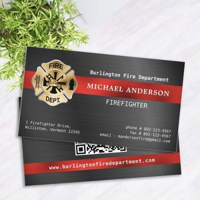 Firefighter Custom Fire Logo Metallic QR Code