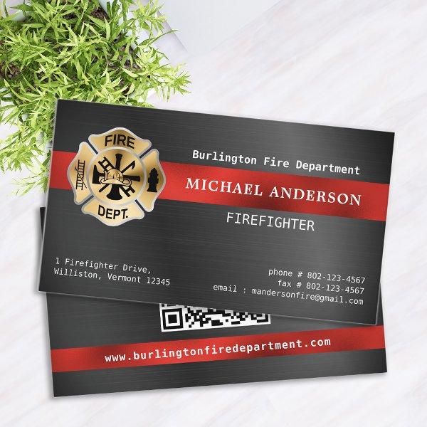 Firefighter Custom Fire Logo Metallic QR Code