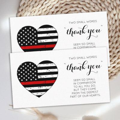 Firefighter Thank You Thin Red Line Flag Heart