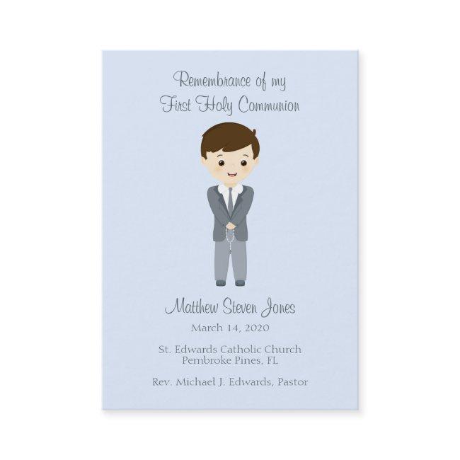 First Holy Communion Brunette Boy