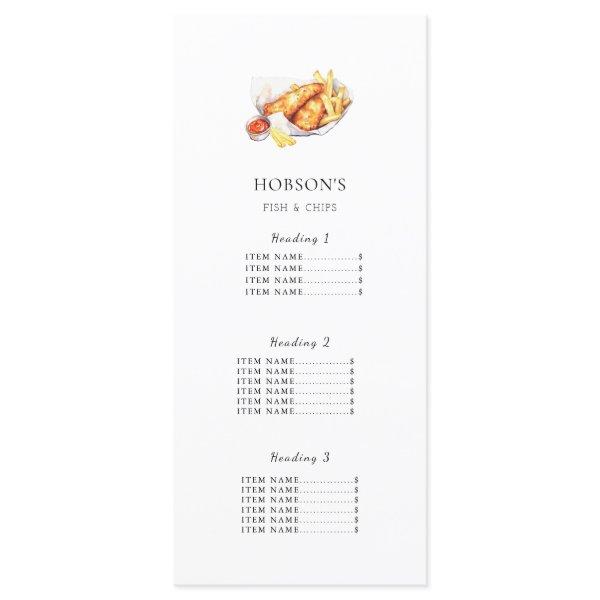 Fish & Chips resturant price list/ Menu Card White