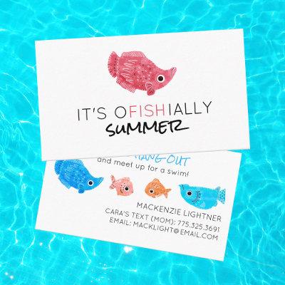 Fish Summer Swim Play Date Kids Calling Card
