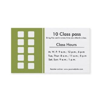 Fitness Class  10 class pass card