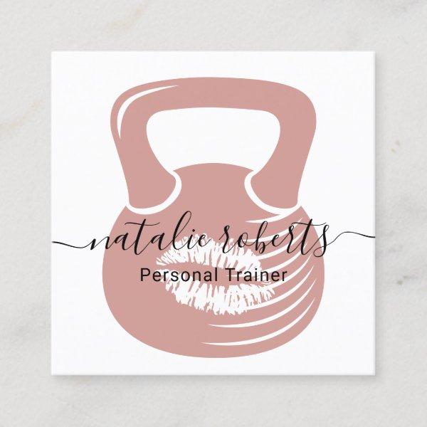 Fitness Personal Trainer Pink Kiss Kettlebell Square