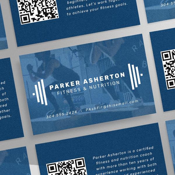 Fitness trainer coach modern photo qr code navy