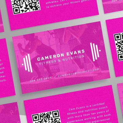 Fitness trainer coach modern pink photo qr code