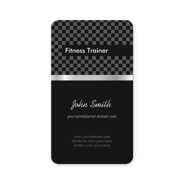 Fitness Trainer - Elegant Black Silver Squares