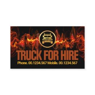 Flaming Red Lightning Striking Gold Truck Driver
