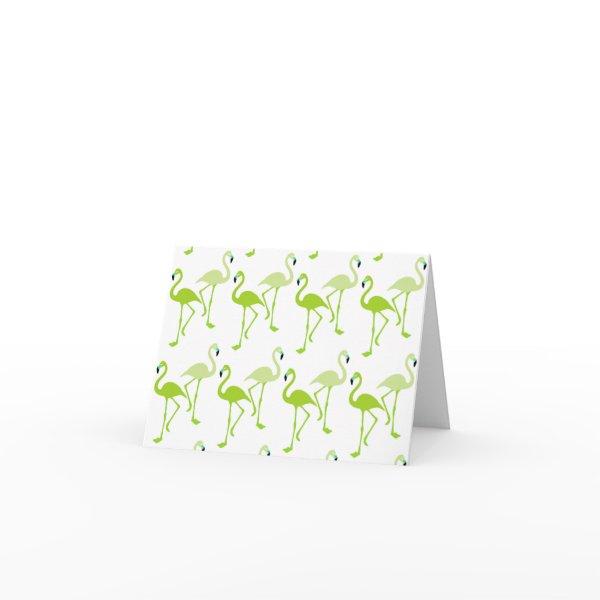Flamingo Background - Bright Green Card