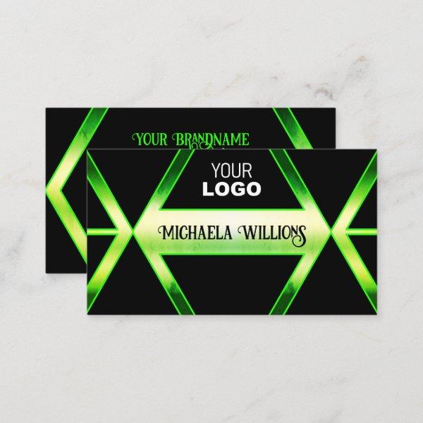 Flashy Black and Shimmery Green with Logo Elegant