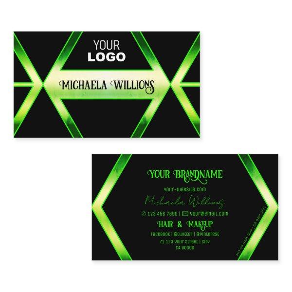 Flashy Black and Shimmery Green with Logo Elegant