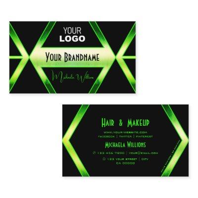 Flashy Black and Shimmery Green with Logo Stylish