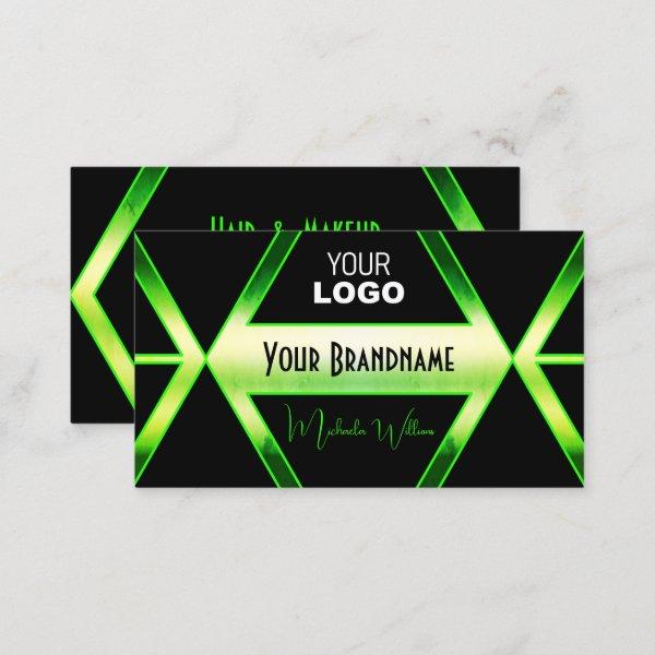 Flashy Black and Shimmery Green with Logo Stylish