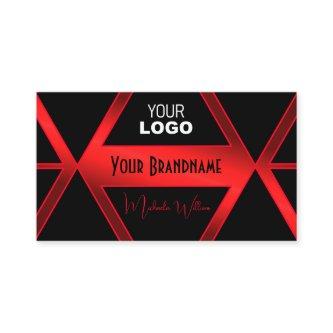 Flashy Black Geometric Shimmery Red Chic with Logo