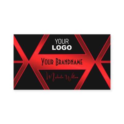 Flashy Black Geometric Shimmery Red Chic with Logo