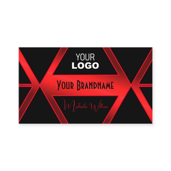 Flashy Black Geometric Shimmery Red Chic with Logo
