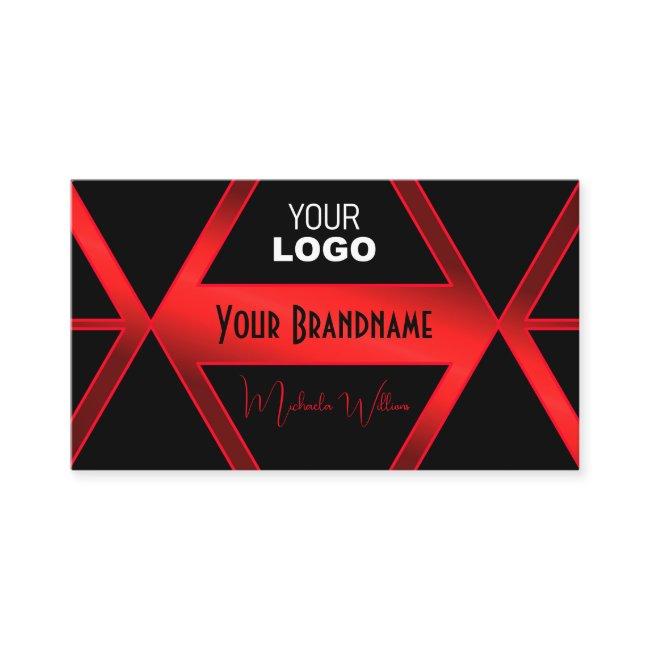 Flashy Black Geometric Shimmery Red Chic with Logo