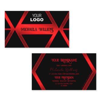 Flashy Black Geometric Shimmery Red with Logo Cool