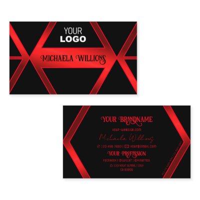 Flashy Black Geometric Shimmery Red with Logo Cool