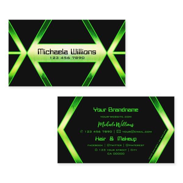 Flashy Black Geometric with Shimmery Green Pattern