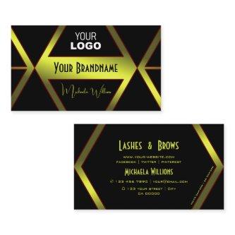 Flashy Black Geometric Yellow Shimmer with Logo