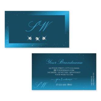 Flashy Shimmery Teal Sparkling Diamonds Monogram