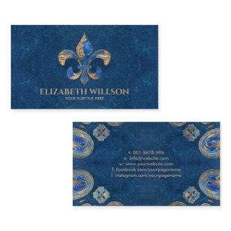 Fleur-de-lis Blue marble and gold