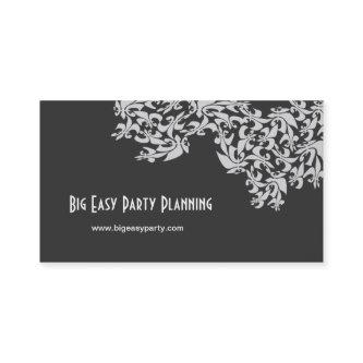 Fleur de Lis Coal Black White Damask