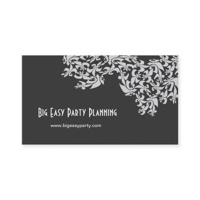 Fleur de Lis Coal Black White Damask
