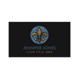Fleur-de-lis  - Dot Art  Blue Marble and Gold