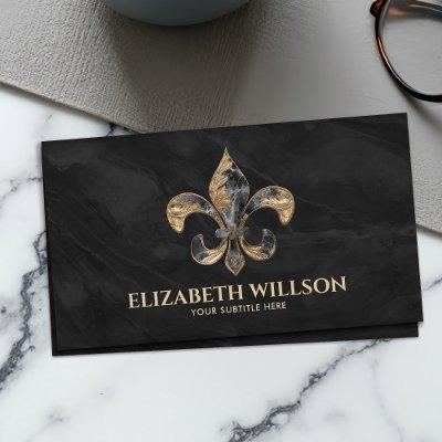 Fleur-de-lis Ornament Black Marble and gold