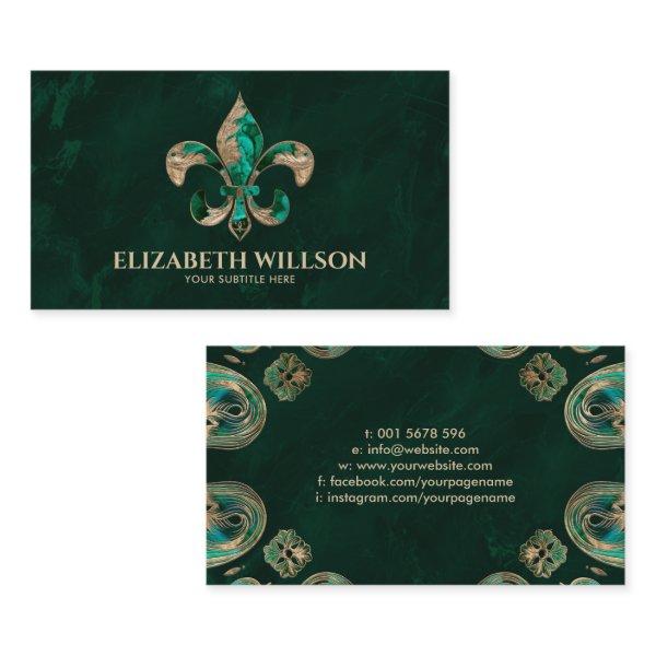 Fleur-de-lis Ornament Malachite and gold