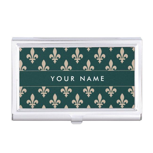 Fleur de Lis Pattern, French, Royal, Cream, Green Case