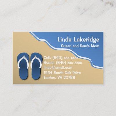 Flip Flops on the Beach Mommy Contact  Info Card