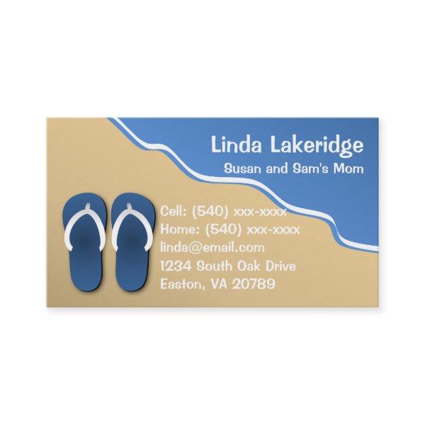 Flip Flops on the Beach Mommy Contact  Info Card