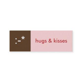 Flirt card pink brown hugs kisses emoticon message