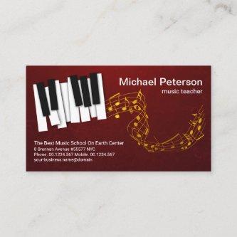 Floating Gold Music Notes Piano Keys Music Teacher
