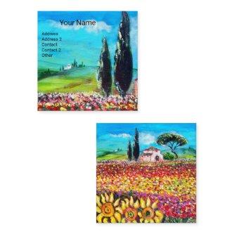 FLORA IN TUSCANY/ Fields ,Poppies and Sunflowers Square