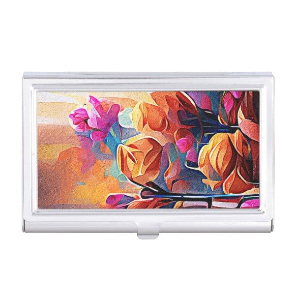 Floral Abstract Art Orange Red Blue Flowers  Case