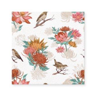 Floral And Sparrow  Square