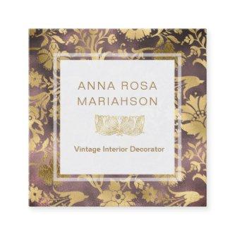 *~* Floral Art Deco Gold Gilded Pattern Square