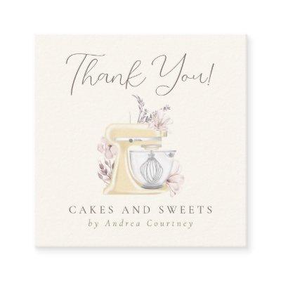 Floral Bakery Pastry Chef Mixer Cake Thank you Square